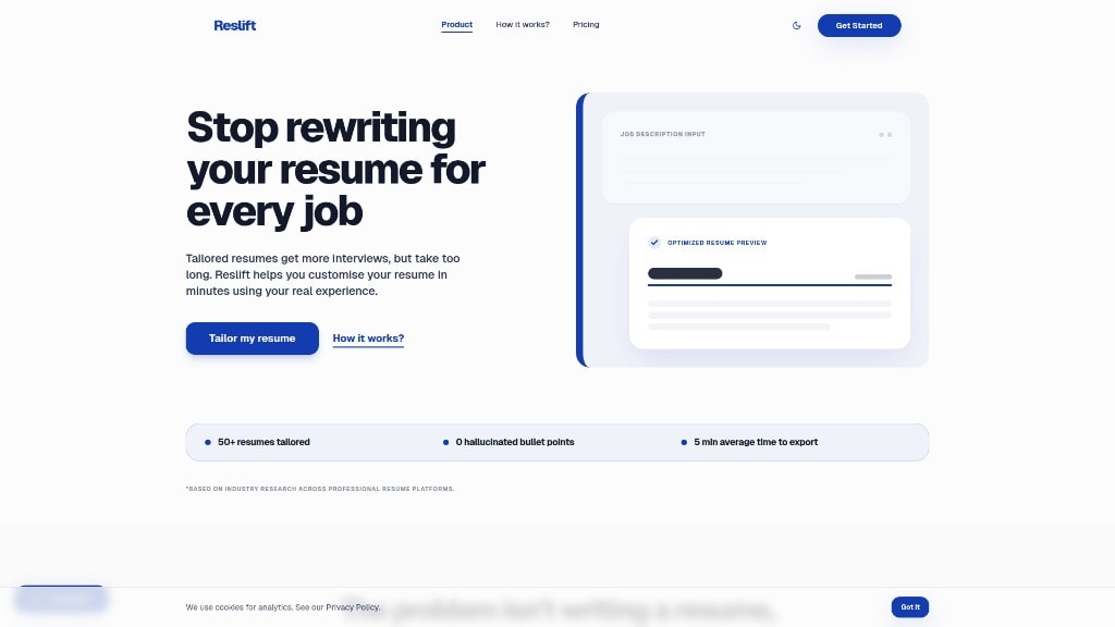 Screenshot of Reslift